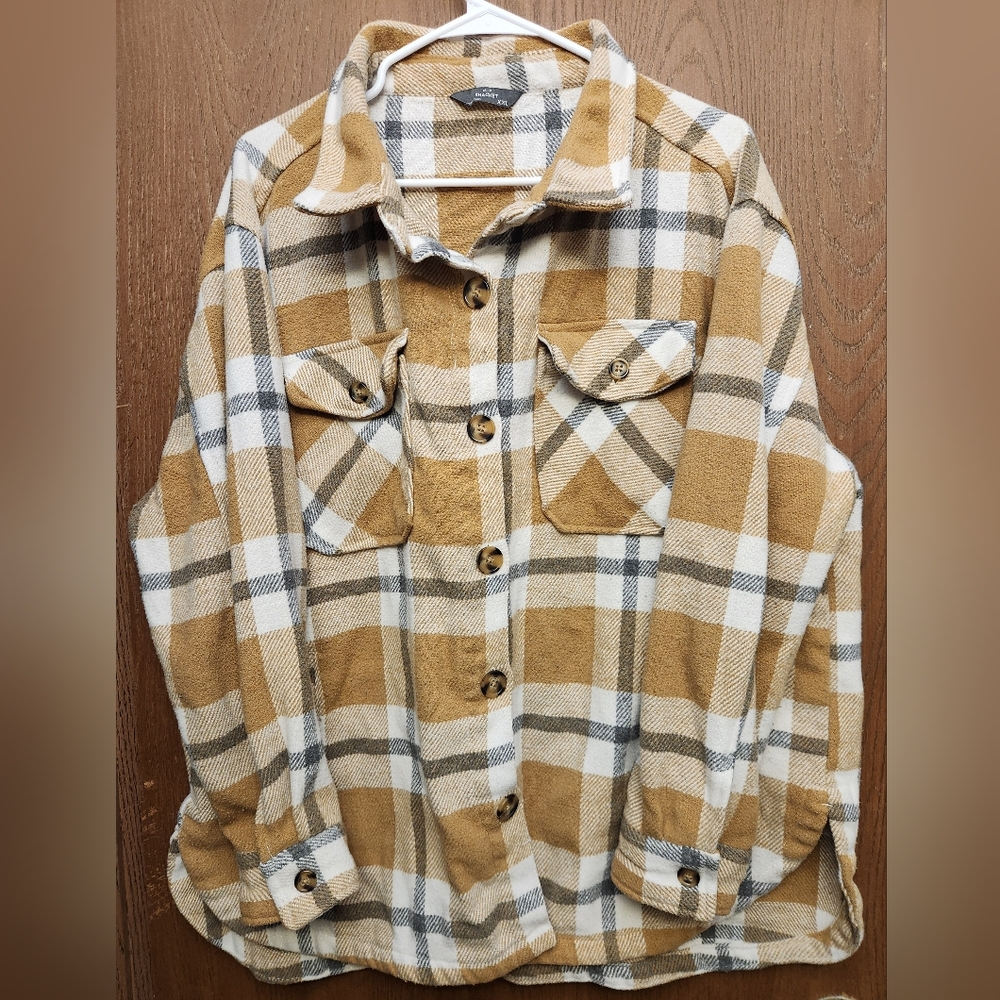 Shacket Plaid Button-Up Shirt Jacket